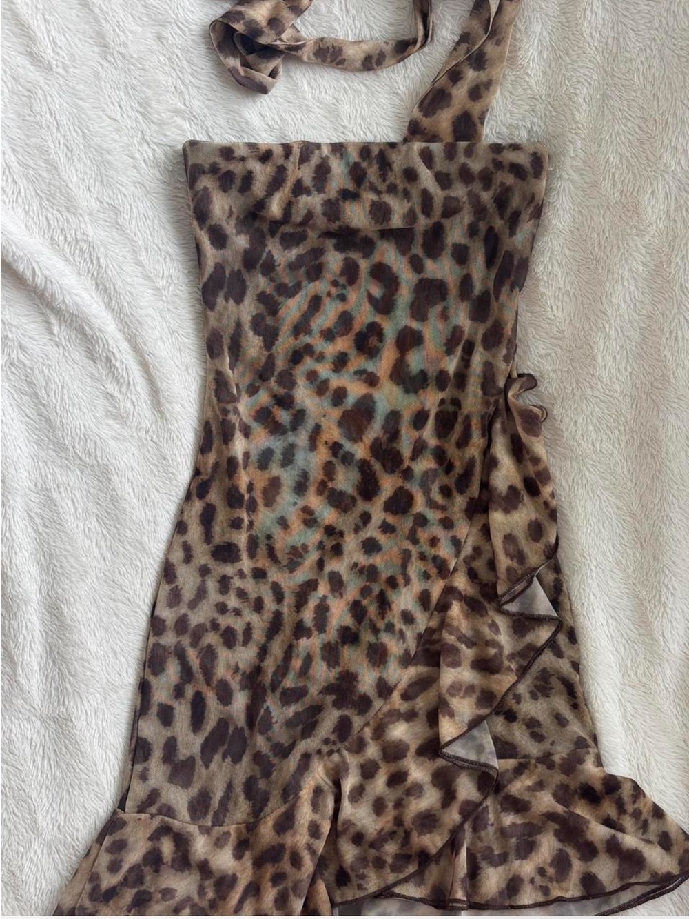 Leopard Print Dress with scarf detail